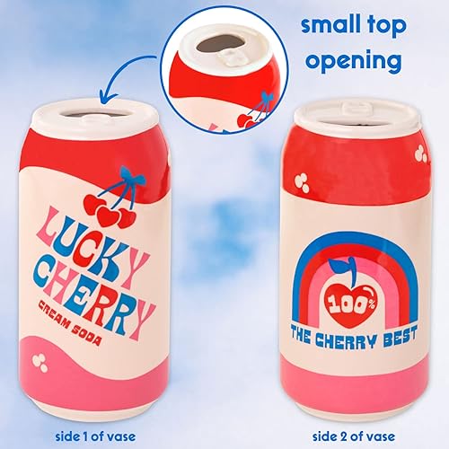 ban.do Petit Vase décoratif en céramique coloré, décoration d'étagère pour la Maison ou Le Bureau, canette de Soda d'inspiration Vintage, Soda à la crème Cerise Porte-Bonheur - Nail Gallerys