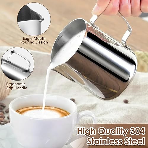 Anpro 600ml/20 oz Pichet à Lait 304 Acier Inoxydable Gravure Gradué pour Faire Mousse Le Lait, des Capuccinos, des Jus ou Autre - Nail Gallerys