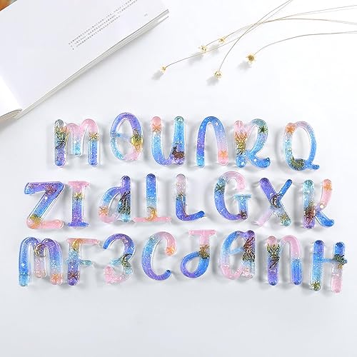 HyzaPhix 116pcs Moule en Silicone Lettre, Moulle Resine Epoxy Alphabet, Moulage de Bijoux pour Fabrication de Porte-clés, Pendentifs, Boucle d'oreilles, Collier (116pcs) - Nail Gallerys