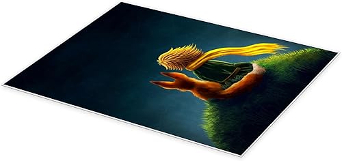 Le Petit Prince Poster de Elena Schweitzer 50 x 70 cm Bleu pétrole Tableaux Décoration murale - Nail Gallerys