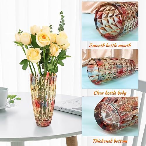 QEEYON Grand Vase en Verre Coloré pour Arrangements Floraux, 25 x 12 cm Vase Lourd,Vase Arc-en-Ciel Unique pour Centres de Table, Salon, Cuisine, Bureau, Mariage - Nail Gallerys