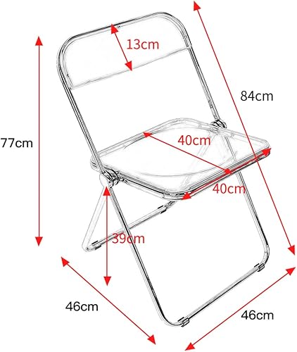 Willonin Folding Chair Chaise Pliante,Chaise De Salle À Manger À La Maison,Chaise Pliante en Acrylique À Dossier Transparent,Tabouret Photo- 46 * 46 * 75 cm (Blanc/1) - Nail Gallerys