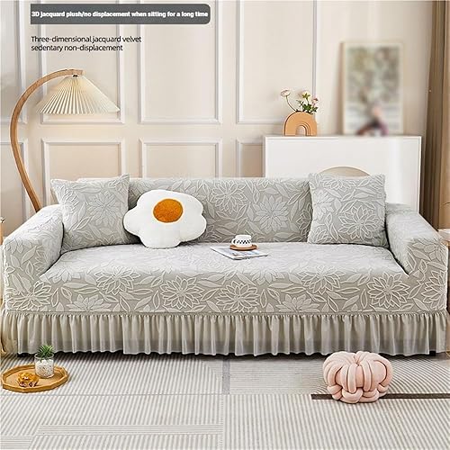 2025 Housses De Canapé Extensibles Avec Jupe À Volants Texture Florale Pour Canapé 1/2/3/4/5 Places Housses De Canapé Tout Compris Housses De Meubles Lavables Et Faciles À Installer(Orange,2 seaters(1 - Nail Gallerys