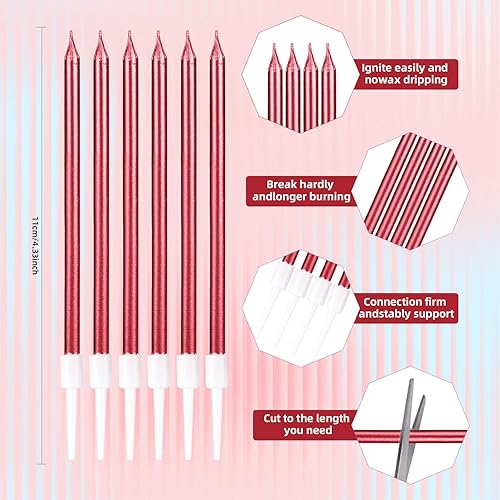 Lot de 24 bougies d'anniversaire noires - Bougies d'anniversaire - Bougies de fête - Décorations de gâteaux noires - Longue bougie de gâteau noire nacrée pour filles, garçons, hommes, femmes, - Nail Gallerys