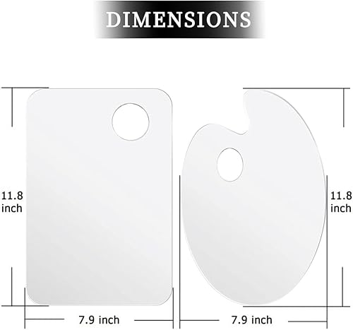 FDCGAS palette peinture - 2 Pcs Palette de Peinture Ovale,Palette en Acrylique de Peinture Transparent Palette de Mélange de Couleur avec Papier Protecteur pour Peinture Artisanat Bricolage(20*30cm) - Nail Gallerys