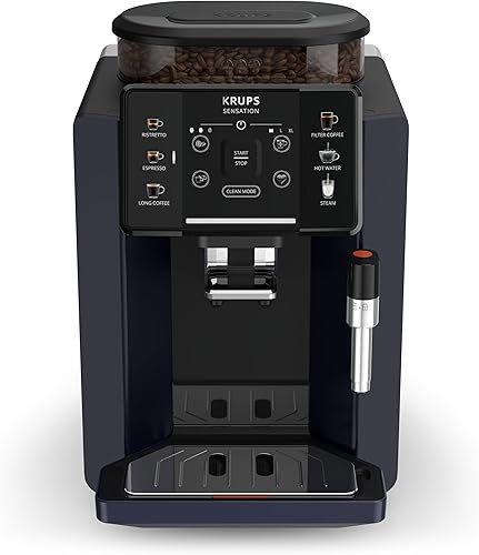 Krups EA910B Sensation Machine à expresso entièrement automatique Noir/noir, facile à utiliser, facile à entretenir, alertes d'éclairage, nettoyage pratique, réglages personnalisés - Nail Gallerys