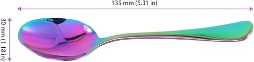FUNSUEI Lot de 25 cuillères à café arc-en-ciel - 13,5 cm - En acier inoxydable - Couleurs arc-en-ciel - Pour thé, café, dessert - Nail Gallerys