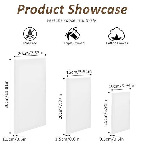 LUOJINYI Lot de 6 toiles à peindre (30 x 20,20 x 15,15 x 10 cm, 2 pièces chacune) sur châssis en coton pour peinture acrylique, peinture à l'huile, débutants artistes - Nail Gallerys