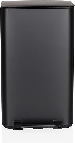 hjh OFFICE Poubelle de Cuisine, 30 litres Clean Natura Softclose Poubelle en métal, Poubelle à pédale avec Seau intérieur, crème/Noix - Nail Gallerys