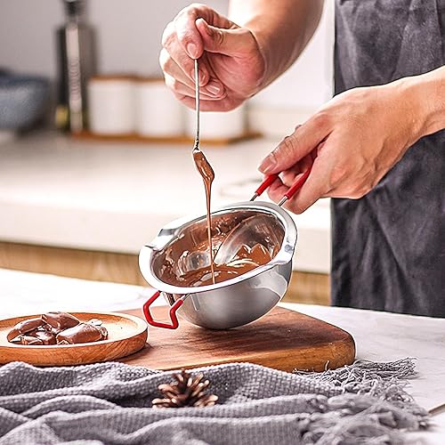 400 ml Bol de Fusion Bougie, Bol à Fondre, Pot de Fusion de Chocolat, Pot de fusion en acier inoxydable Cire Bougie, Bol pour Bain Marie en Acier Inoxydable Beurre fondu, Chocolat, Fromage, Caramel - Nail Gallerys
