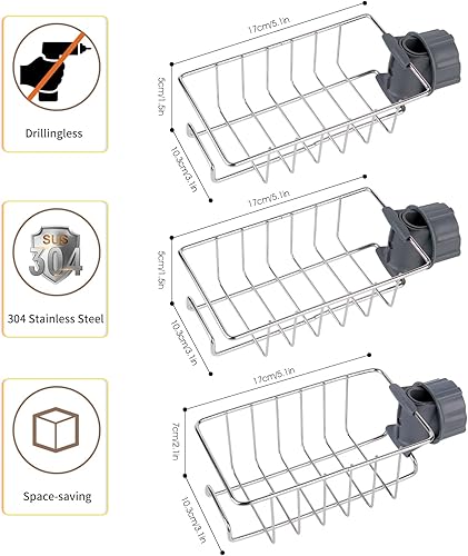 Poprkdre Support de douche 3 pièces sans perçage, support de douche en acier inoxydable, support de douche réglable en hauteur pour tiges de douche de diamètre 18-27mm(argent) - Nail Gallerys