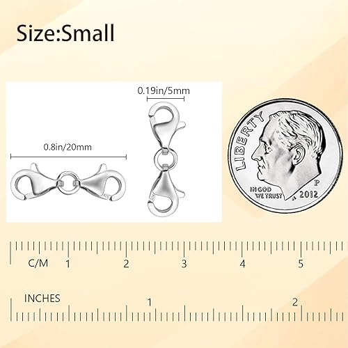 Fermoirs mousquetons en argent sterling 925 – Fermoir à double extrémité, fermoirs et fermetures de collier, extension de collier pour bracelet adapté pour la fabrication de bijoux - Nail Gallerys