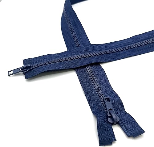 CHAKRAA Fermeture Éclair Double Curseur, 65 cm, 5 mm, Séparable, Bleu Marine, pour Doudoune et Manteau - Nail Gallerys