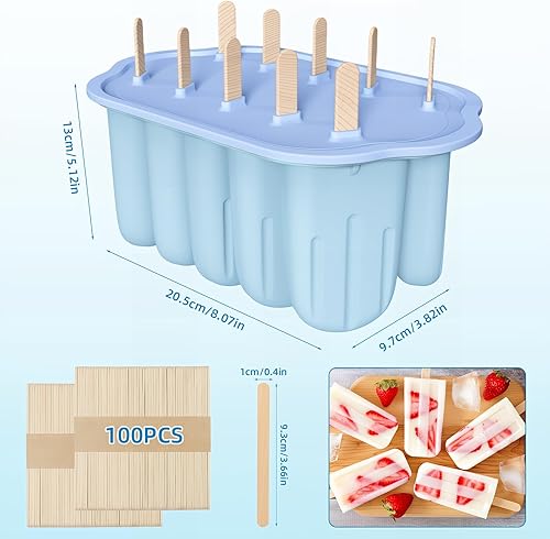Bugucat Lot de 10 moules à glace, en silicone, réutilisables, sans BPA, avec tige, pour enfants et adultes - Nail Gallerys