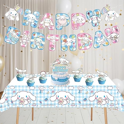 Cin-nam-Roll Lot de 101 décorations de gâteau « Happy Birthday » - Décorations de fête bleues - Ballons à suspendre pour fêtes à thème, repas et activités de plein air - Nail Gallerys