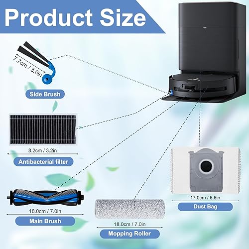 Jegehoyo Kit d'accessoires pour aspirateur robot ECOVACS DEEBOT X9 PRO Omni, 1 brosse principale, 4 filtres, 2 Lingettes Roller, 2 sacs à poussière, 6 brosses latérales, 1 brosse de nettoyage - Nail Gallerys