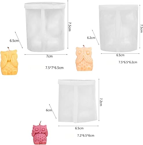 WYAHYQ 3Pièces Moule à bougie Moule Resine Epoxy en Silicone Moule à plâtre pour hibou - Nail Gallerys