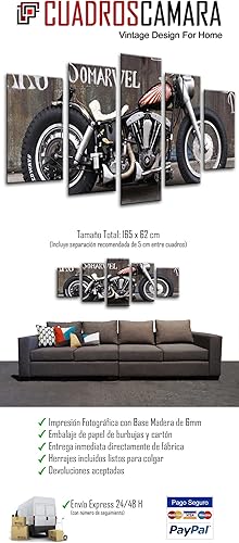 Cuadros Cámara Tableau Photo Moto Harley Davidson Moto Antigua Vintage Dimensions totales : 165 x 62 cm XXL - Nail Gallerys