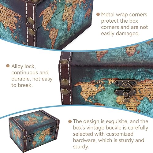 Boîtes au trésor de Pirate, Petit Coffre décoratif en Bois, Coffre Au Trésor en Bois Vintage,Coffre au trésor boîte à Souvenirs Bijoux Artisanat Collection étui Rangement Coffre en Bois boîtes (#1) - Nail Gallerys