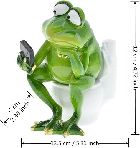 Queemie® Grenouille Assise sur Toilettes Figurine, Penseur Grenouille Statue, Personnalisée Animaux Mascotte Grenouilles Résine Collection Figurines pour Bureau à Domicile Salle de Bain Jardin Décor - Nail Gallerys
