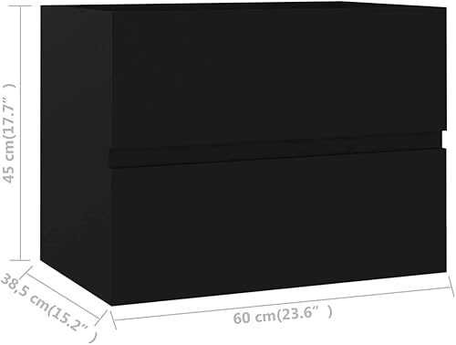 WIFESE Ensemble de 2 meubles de salle de bain en bois noir 60 x 38,5 x 45 cm Meuble sous-vasque avec 1 tiroir, 1 miroir, lignes épurées et design fin - Nail Gallerys