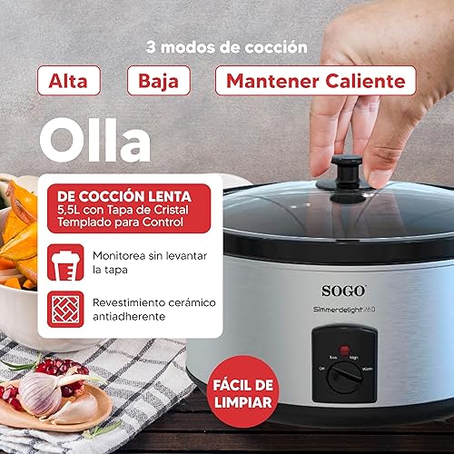Cuiseur lent SOGO OLL-SS-10795 5,5 L 260 W 3 fonctions - Nail Gallerys