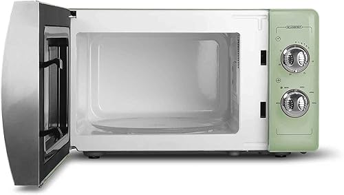 SCHNEIDER SMW20VGA, Micro ondes Vintage, Monofonction, 700 watts, 20 litres, Contrôle mécanique, Fonction décongélation, Plateau tournant (24.5cm), Vert amande - Nail Gallerys