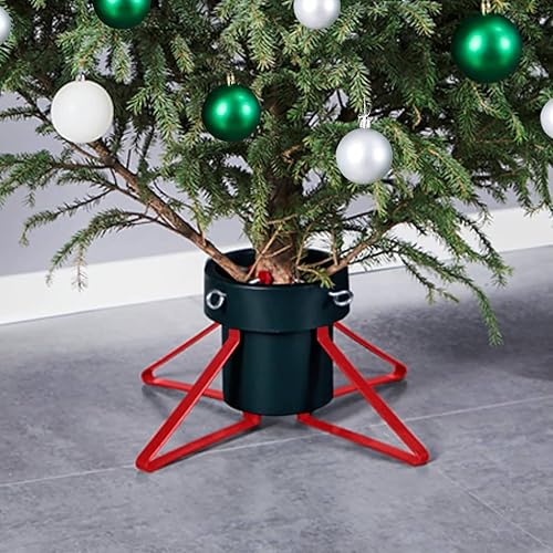 vidaXL Support de Sapin de Noël Base d'arbre de Noël Porte-Sapin Support d'arbre de Noël Base de Sapin de Noël Vert et Rouge 46x46x19 cm - Nail Gallerys