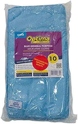 Optima Proclean Shine Lot de 10 Chiffons de Nettoyage en Microfibre, Bleu, Grande Taille 40 x 40 cm, Super Doux, Peu Pelucheux, sans Rayures, lavables, pour Cuisine, Salle de Bain, Surfaces, miroirs, - Nail Gallerys