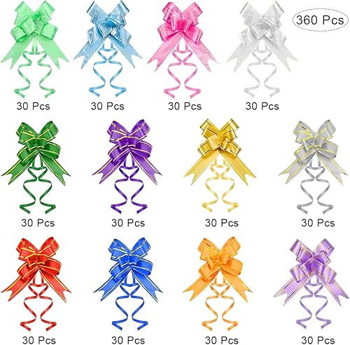 Bhina 360 Pièces Cadeau Nœud,Nœuds à Tirer Arcs,Ruban d'emballage Coffret,Noeuds d'emballage Cadeau,Emballage Cadeau Noeud Papillon, Noeud Cadeau,Mini Arcs De Ruban Coloré - Nail Gallerys
