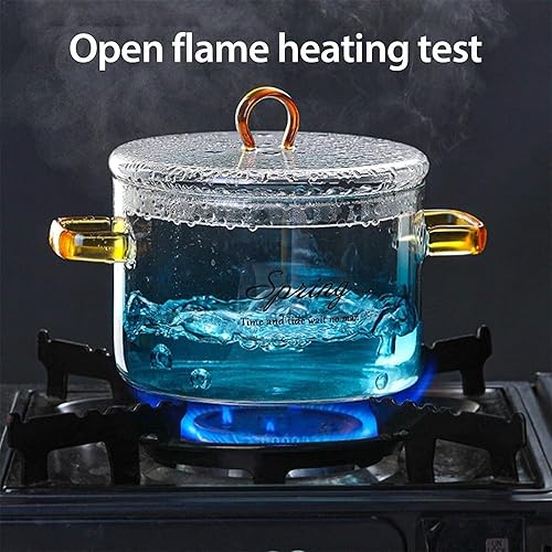 Casserole en verre transparent dégradé de 900 ml, casserole en verre avec couvercle et poignées | Bol à salade de fruits en verre dégradé avec couvercle, pot pour nouilles, soupe, lait, thé - Nail Gallerys