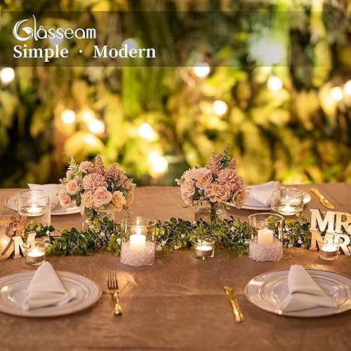 Glasseam Hurricane Porte - Bougie en Verre pour Bougie Colonne Porte - Bougie Colonne pour Salon Porte - Bougie Dîner Cylindrique 12 pour Bougie De Barre De Voeux De Lampe À Thé Vase Transparent pour - Nail Gallerys