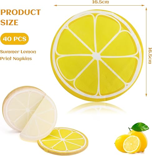 CharmBurst 40 pièces de serviettes d'été citron, motif citron, décoration de table pour anniversaire, adaptées aux fêtes d'été et événements à thème citron vintage - Nail Gallerys