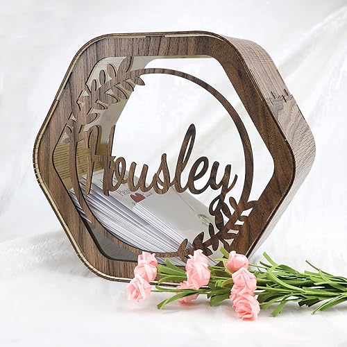 Boîte de carte de mariage personnalisée, décor de mariage, collection de souvenirs de mariage, nom de famille et date personnalisés - Nail Gallerys