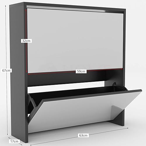 Vida Designs Welham Meuble à chaussures à 2 tiroirs, meubles de hall d’entrée, bois, noir - Nail Gallerys