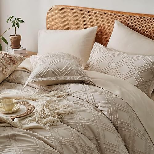 Freyamy Housse de Couette 200x200 Vert Tuftée Broderie Parure de lit 2 Personne Adulte avec Fermeture Éclair Modern Géométrique Sets de Housse en Microfibre avec 2 Taie d'oreiller 65 x 65 - Nail Gallerys