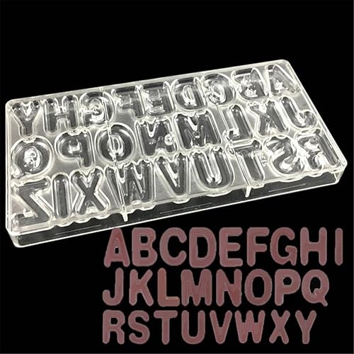lettres Forme Moule à barre de chocolat en polycarbonate, DIY fait à la main Pâtisserie Cookie Jelly Bonbons Moule Moule Bac à Moule pour gâteau d'anniversaire Poêle de cuisine cuisson Fournitures - Nail Gallerys