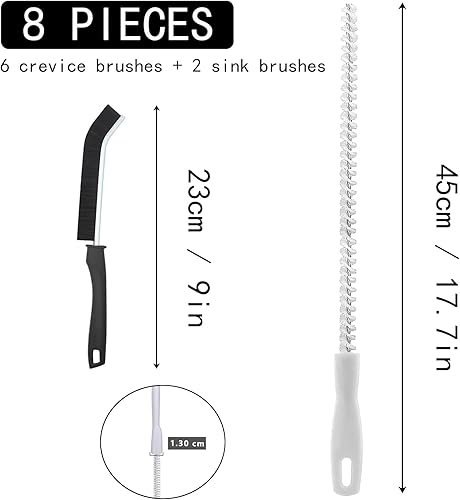 Cretosou 8 Pièces Brosse de Nettoyage des Interstices & Brosse à Évier, Brosse Nettoyante Salle de Bain Brosse de Nettoyage pour Évier Brosse de Dragage, Brosse Nettoyage pour Bain Cuisine Toilettes - Nail Gallerys