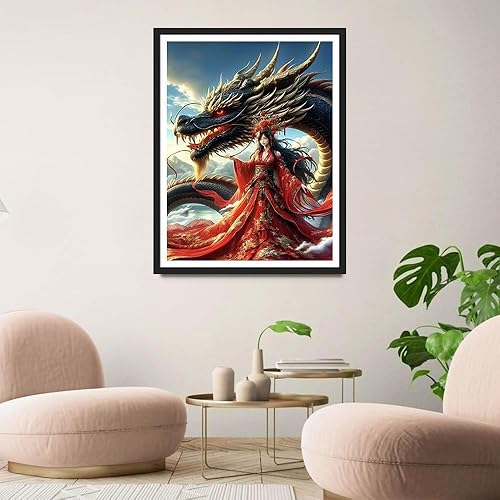 QINRUBB DIY Style Chinois Peinture Diamant Painting Kit, 5D Dragon Art du Diamant Complet Kits, Beauté Diamond Art Kits Strass Point de Croix Painting pour Adultes Débutants Maison Décor 30X40cm - Nail Gallerys