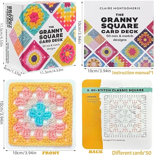 KOIROI Granny Square Lot de 50 cartes au crochet avec inscription au crochet et photo pour adultes et débutants - Nail Gallerys