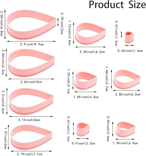 RUIENGCOMM Lot de 10 emporte-pièces en forme de goutte d'eau en forme de goutte d'eau en forme de goutte d'eau - Emporte-pièces en forme de fleur pour biscuit, fondant, pâtisserie, décoration - Nail Gallerys