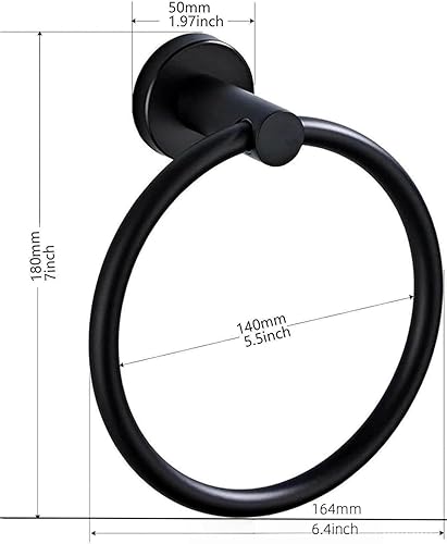 Anneau porte-serviette noir mat pour salle de bain, cuisine, salle de bain, support mural robuste en acier inoxydable - Nail Gallerys