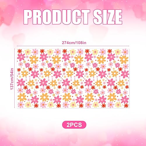 XIHIRCD 2pcs Nappe Marguerite, 137x274 cm Nappe Florale Bohème en Plastique Nappe Rectangulaire Jetable Fleurs Hippie Vintage pour Anniversaire 70 Ans Baby Shower Fête de Mariage - Nail Gallerys