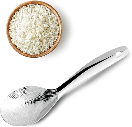 Mali'S 10564 – Cuillère de service à riz, cuillère à risotto, grande cuillère avec aspérités – Inox, 23.5 x 7.5 x 2 cm, Argent - Nail Gallerys