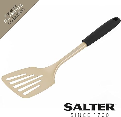Salter BW11130EU7 Cuillère à Spaghetti, Ustensile de Cuisine Multifonction, Fourchette pour Pâtes, Design Olympus, Servir les Aliments, Crochet de Suspension, Facile à Nettoyer, Noir/Or - Nail Gallerys