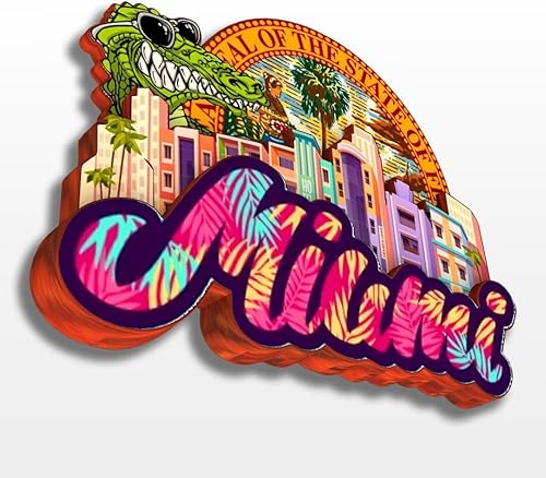 Aimant de réfrigérateur 3D en bois Miami Floride USA Amérique Souvenirs de voyage faits à la main pour réfrigérateur, décoration d'intérieur, cadeau - Nail Gallerys