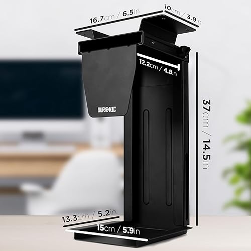 Duronic DMHD1 Support pour Tour d'Ordinateur | Support de Rangement pivotant à 360° pour Unité Centrale | Hauteur Ajustable de 28 à 48.5 cm et Profondeur Réglable | Noir - Nail Gallerys