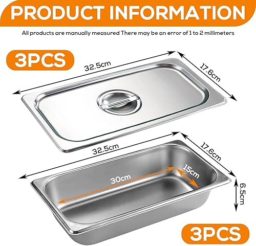 Lot De 3 Bac Inox Alimentaire, Plat Four Rectangulaire, 32,5 x 17,6 CM Plats À Four En Acier Inoxydable, Plat Four Rectangulaire, Bac De Cuisson En Inox, Pour Servir Des Plats Et Gril Gâteaux - Nail Gallerys