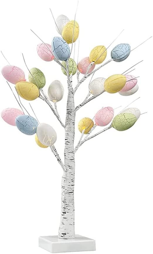 Trixes Arbre Artificiel Lumineux Blanc pour Pâques, décoration d'intérieur et Plus Encore – Décoration d'intérieur alimentée par Piles – Lampe pour Tables – Effet Bois de Bouleau avec LED - Nail Gallerys