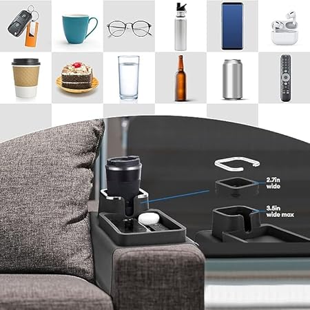 Qcwwy Plate-Forme de Bras de Canapé, Porte-gobelet pour Bras de Canapé, Support de Fauteuil, Poignée de Canapé, Outil D'extension pour Livre de Ménage, Télécommande, Téléphone(Vert amélioré) - Nail Gallerys